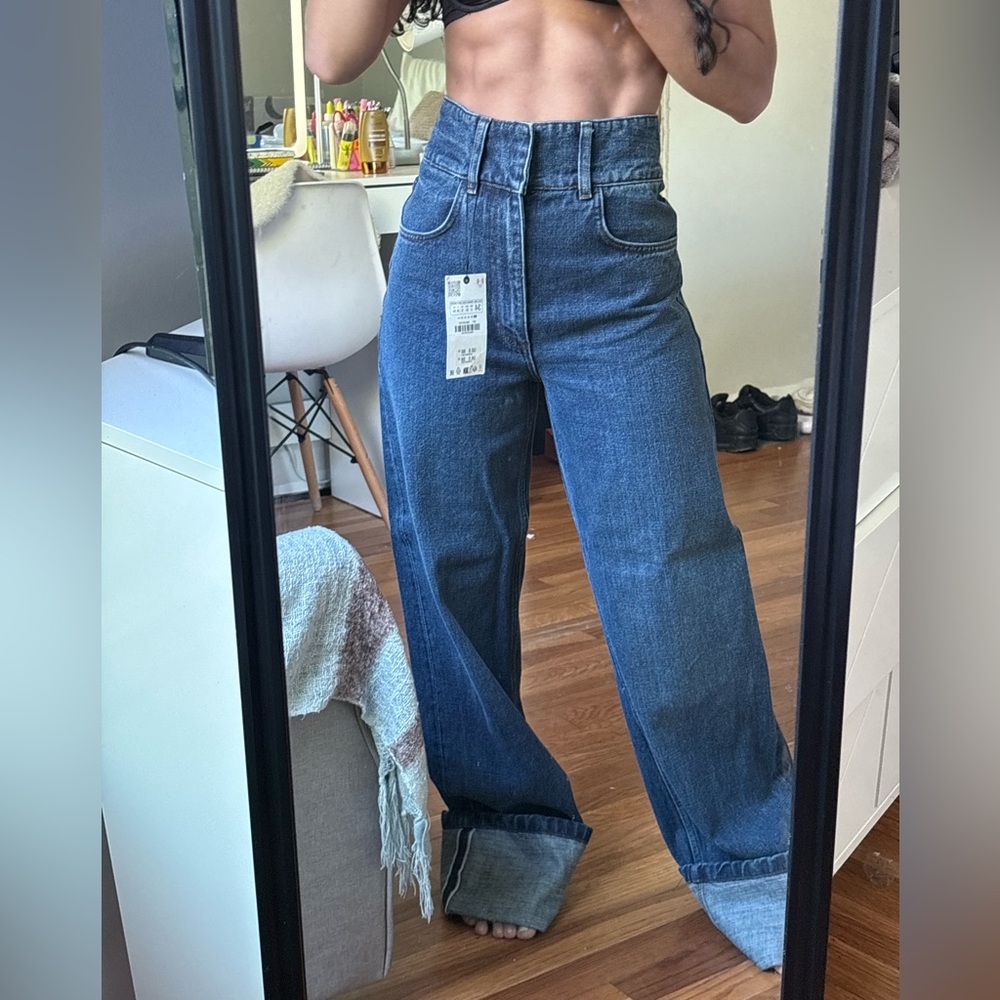 Zara High Rise Dark Blue Jeans